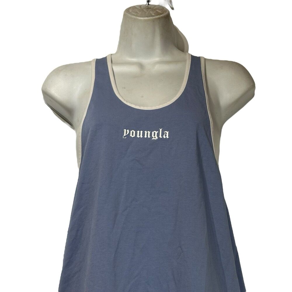 young LA blue white trim racerback tank Size M